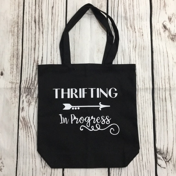 Handbags - Thrifting Black Canvas Tote Bag 13x12.5